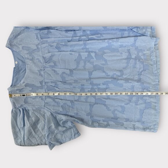 Women's 2XL Light Blue Summer Chiffon Loose Top Floral Texture‎ Vacay Beach - Picture 3 of 7